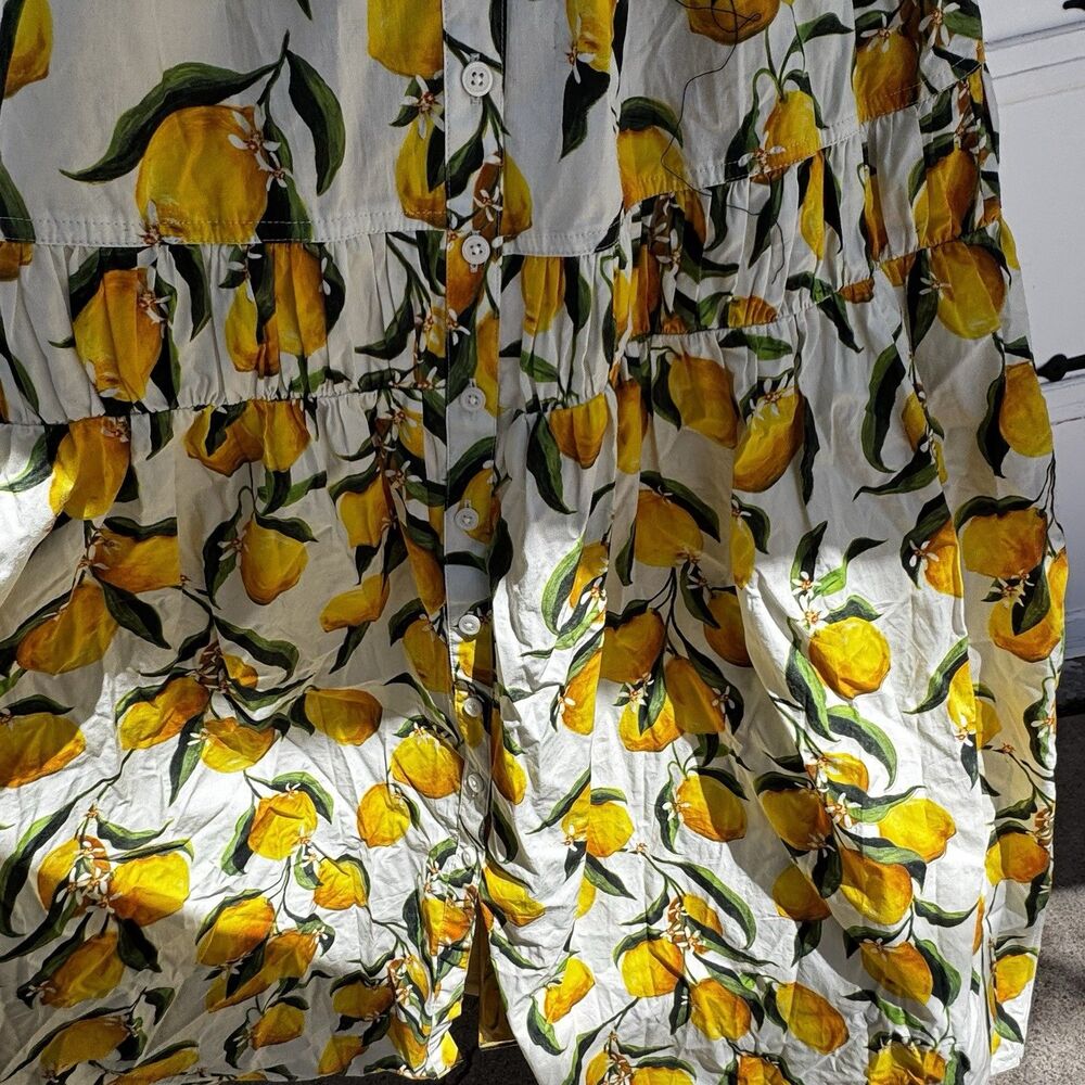 J.Crew a line midi Lemon limoncello Print Sleeveless Dress Sz 8 Sundress Cotton - Picture 5 of 14